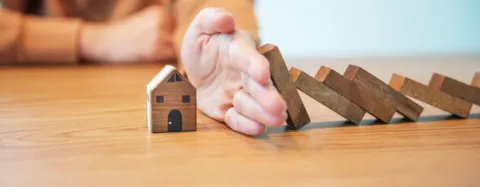 Woman hand stopping risk