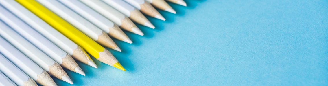 White pencils and color pencil