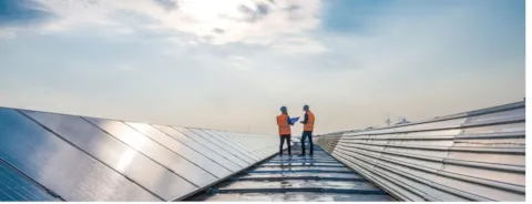 Energy auditor checking the requirements of solar panels