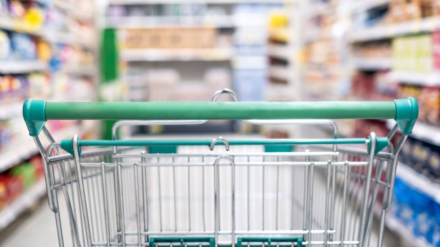 Shopping cart in supermarket