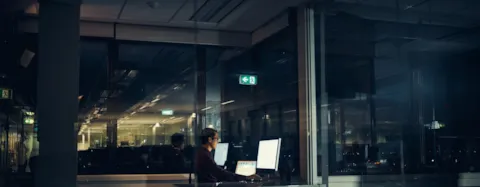 Business man working late