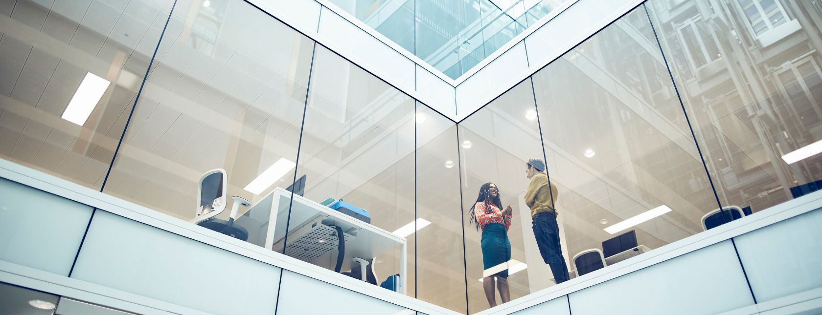 Colleagues in office landscape