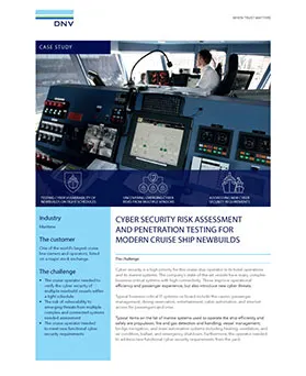 Cyber security risk assessment and penetration testing for modern cruise ship newbuilds