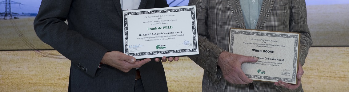 Cigré 2016 award winners Frank de Wild and Wim Boone