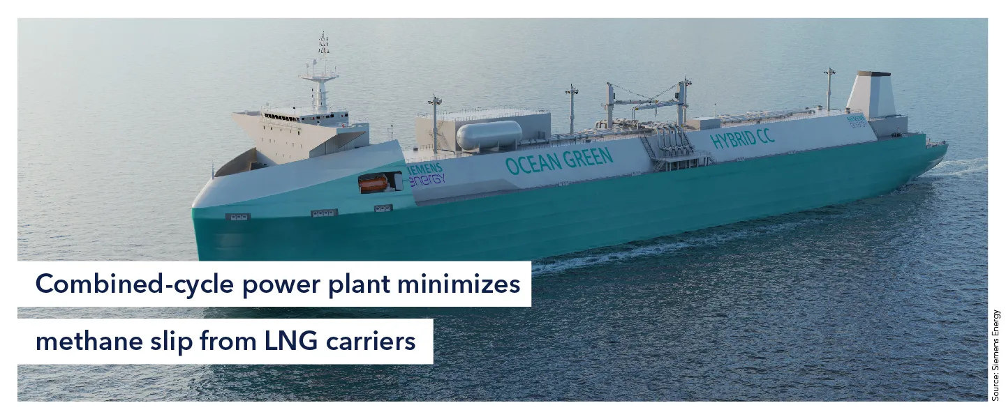 Combined-cycle power plant minimizes methane slip from LNG carriers 