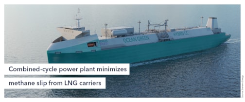 Combined-cycle power plant minimizes methane slip from LNG carriers 