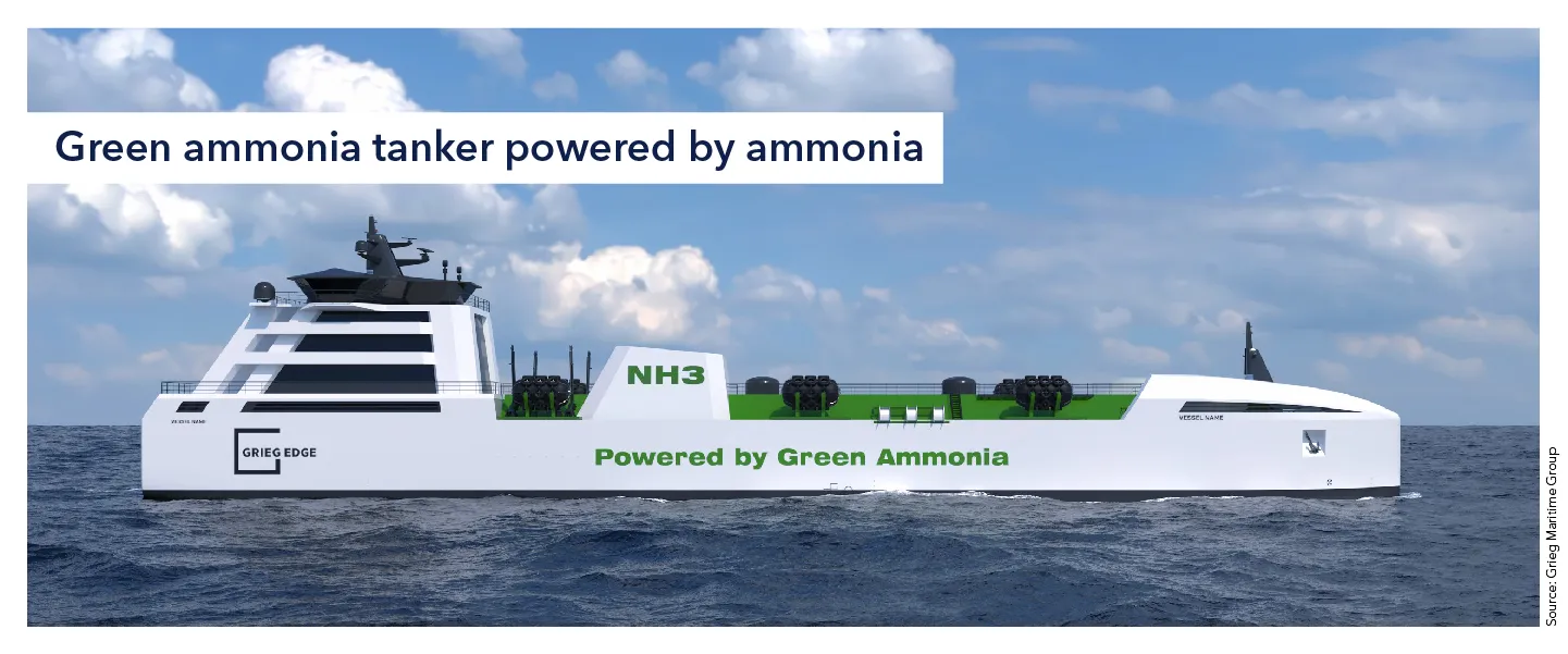 Green ammonia tanker powered by ammonia 