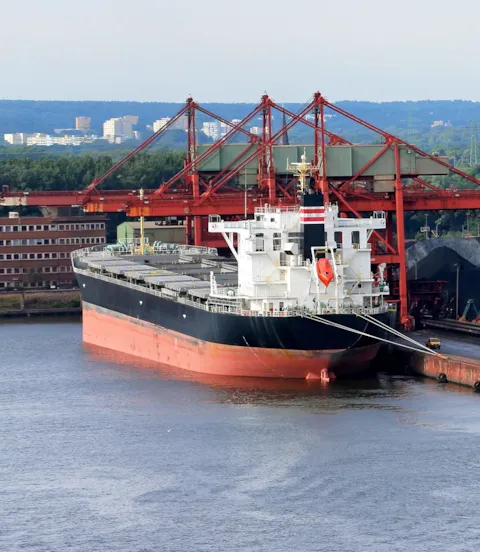 Bulk carrier in port