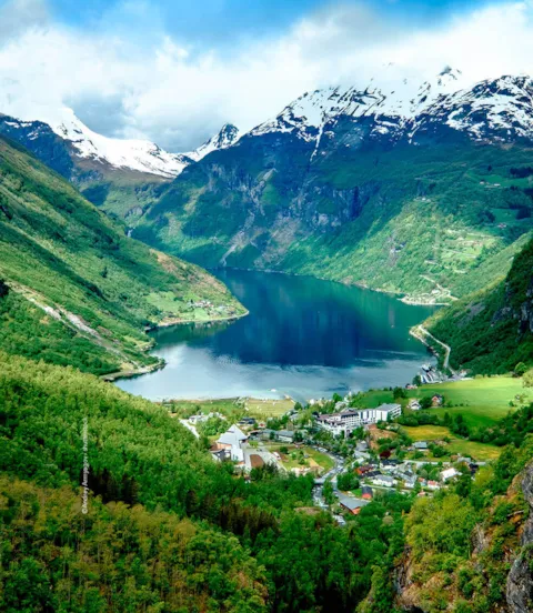 Geirangerfjord with Geiranger village DNV GL Cruise vessels