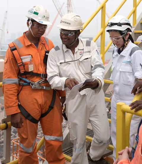 Surveyor and crew