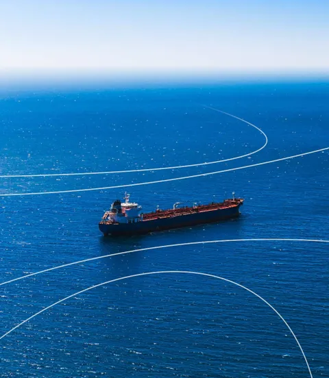 Tanker adrift on the ocean
