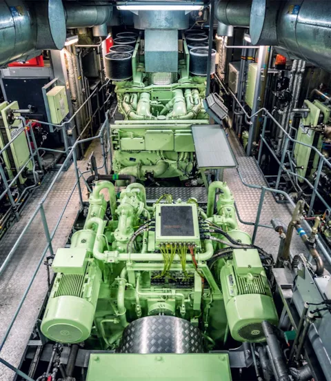 Engine room of modern containership