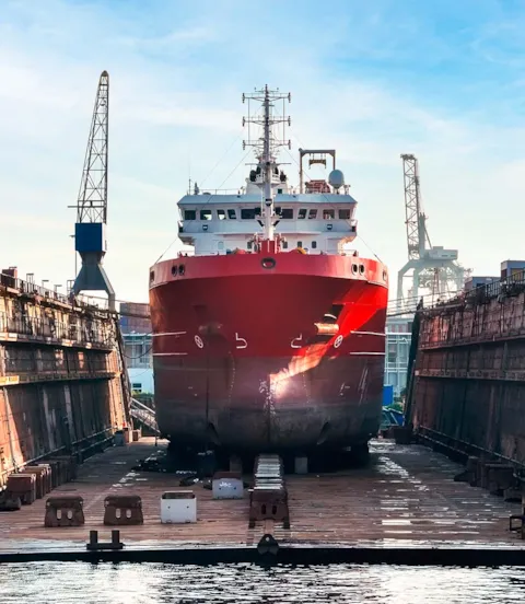 Ship in drydock for retrofit