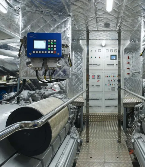 Engine room of superyacht