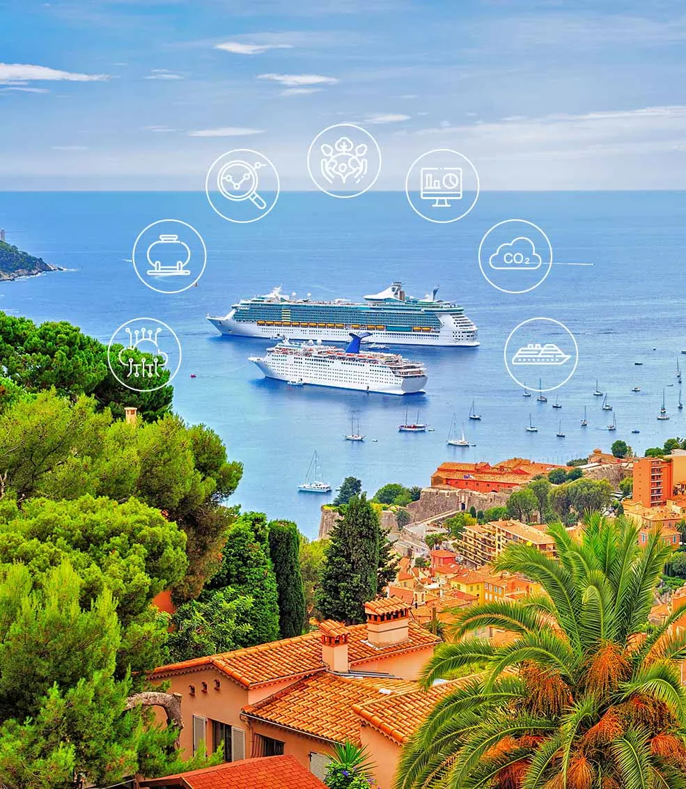 Emisson Accounting Cruise Ships near Nice in France