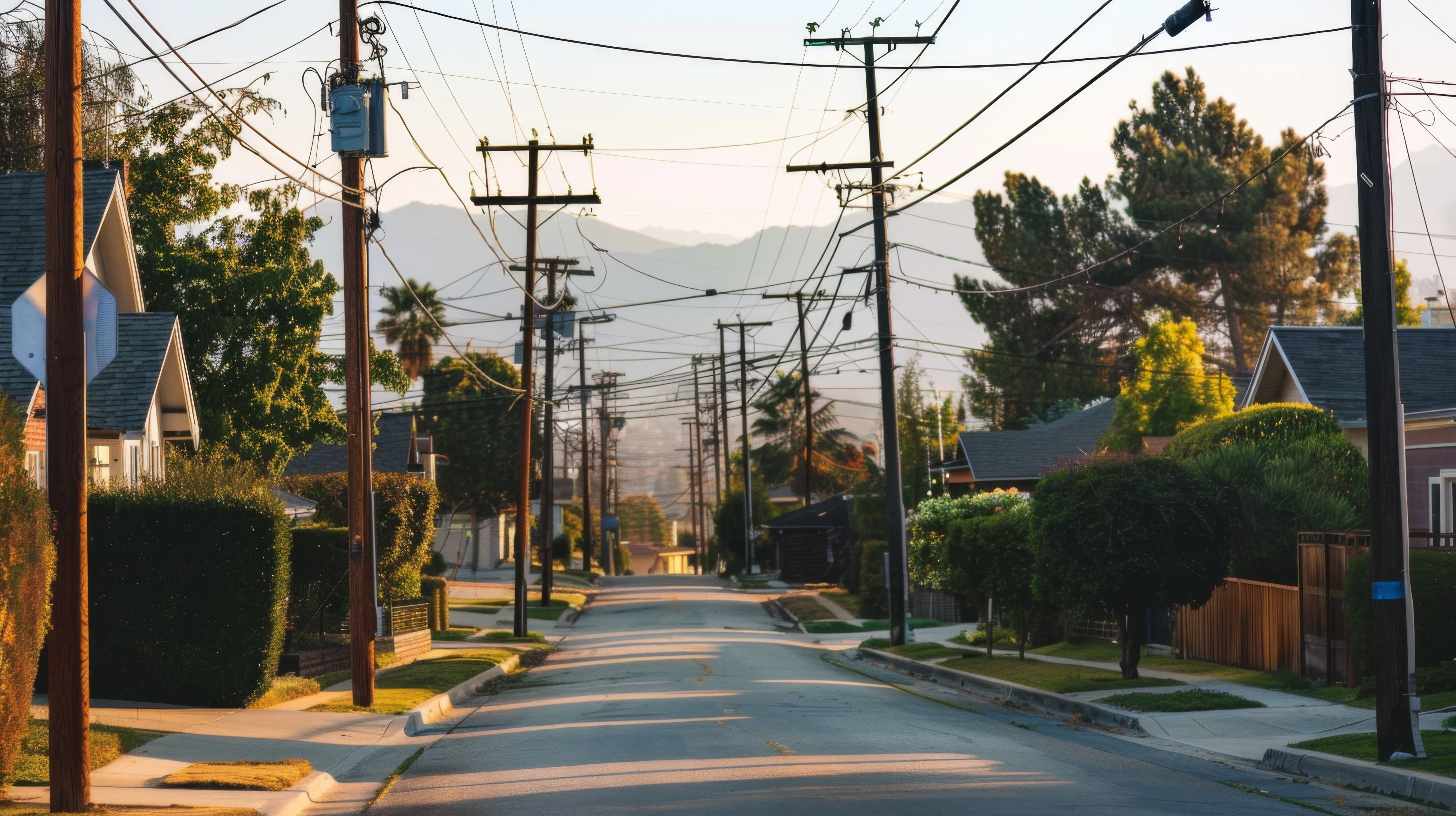 residential neighborhood with power lines