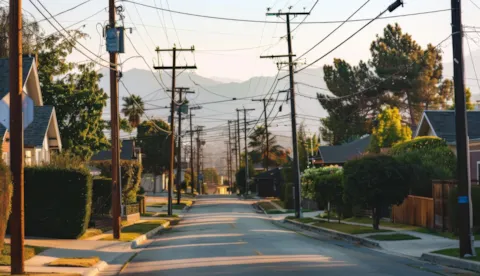 residential neighborhood with power lines
