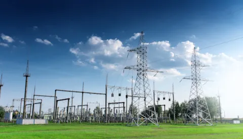 power station with blue skyline