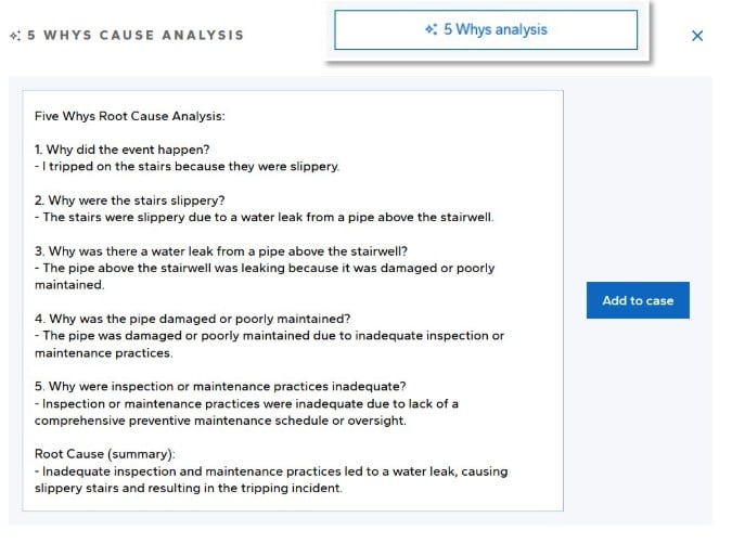 5 why cause analysis Synergi Life