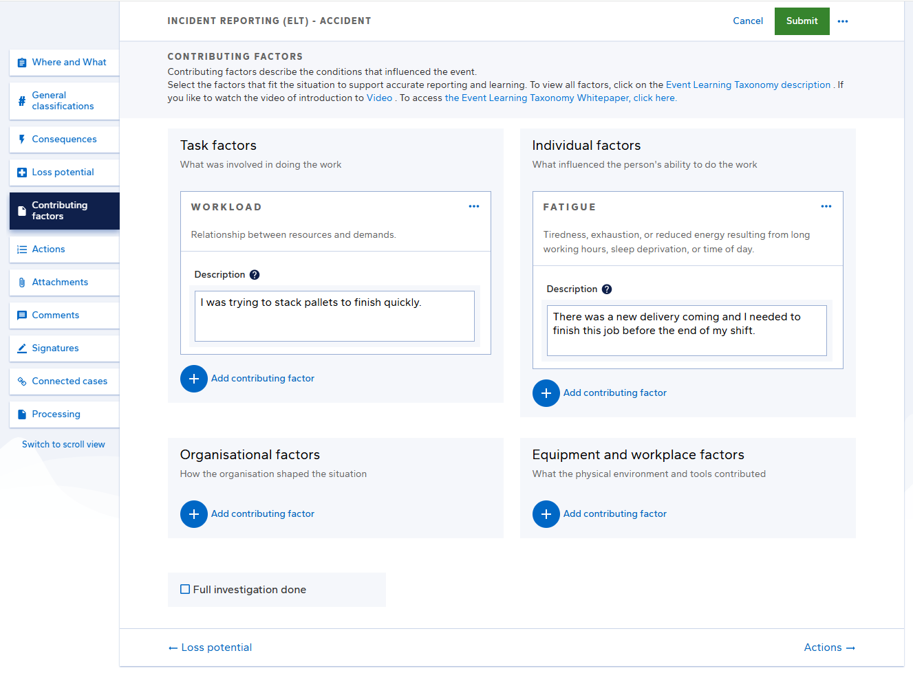 Event Learning Taxonomy software