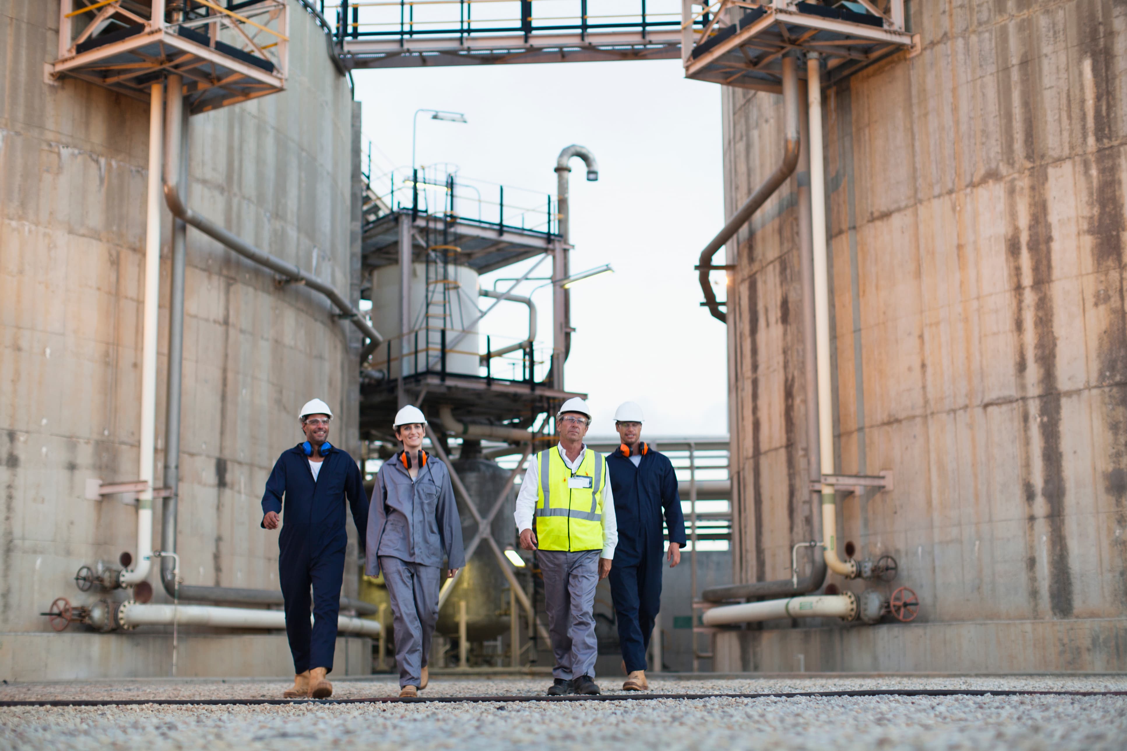 workers at plant facility
