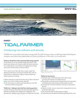DNV GL’s tidal farm planning tool, TidalFarmer, analyses and virtually optimises tidal arrays to maximise energy yield and profit while minimising risk