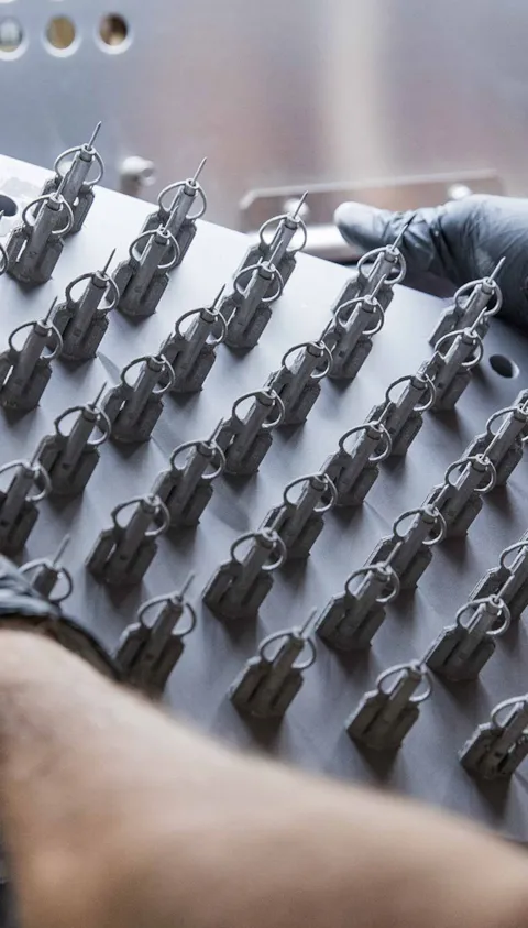 Metal parts being 3D printed