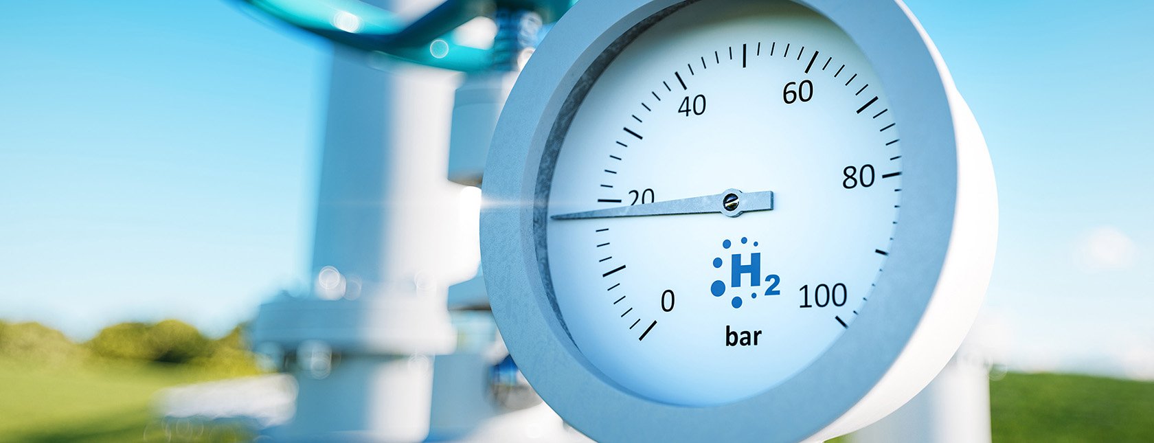 Manometer with a hydrogen pipe in the background