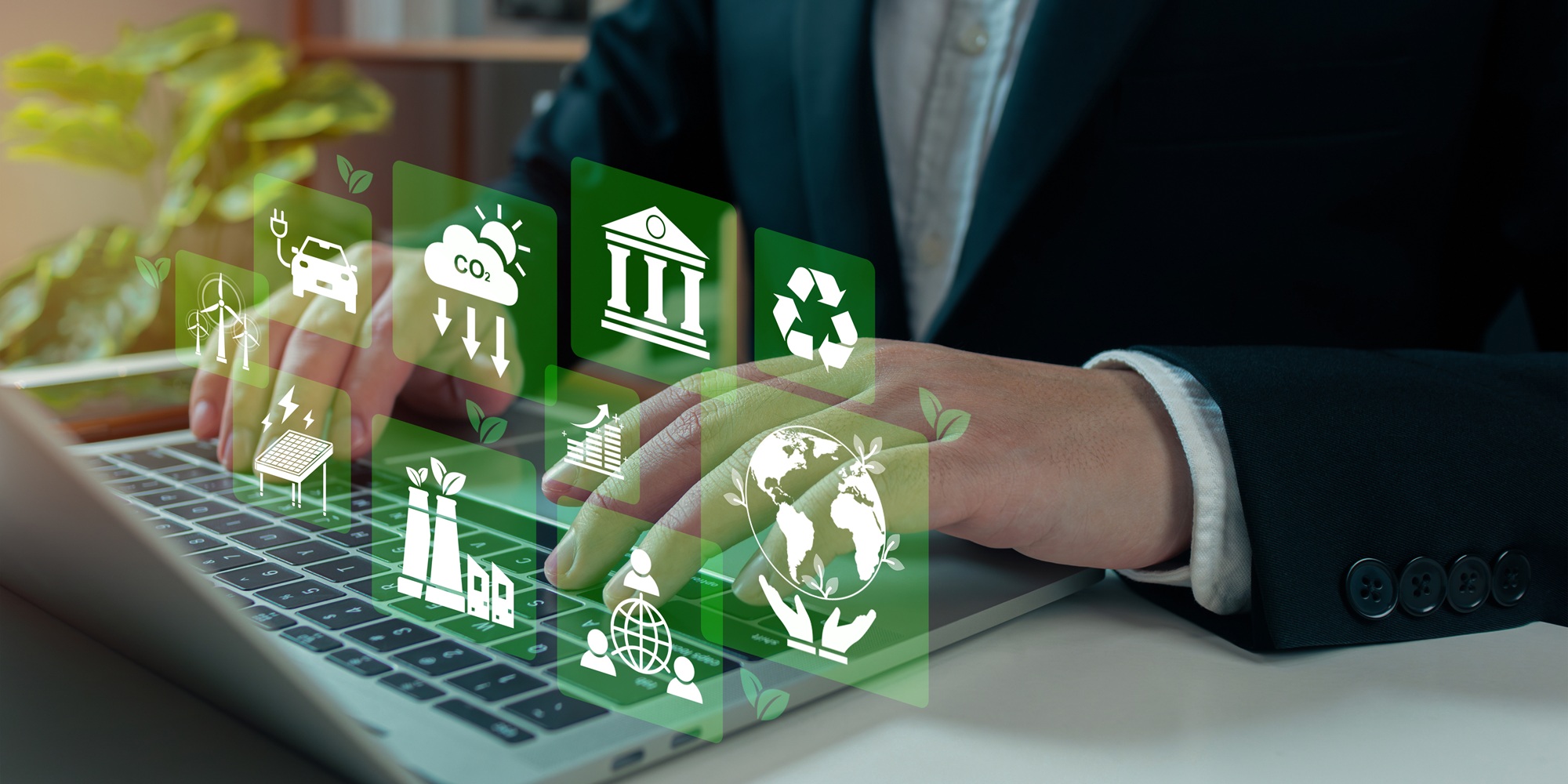 Businessman analyze investment sustainability
