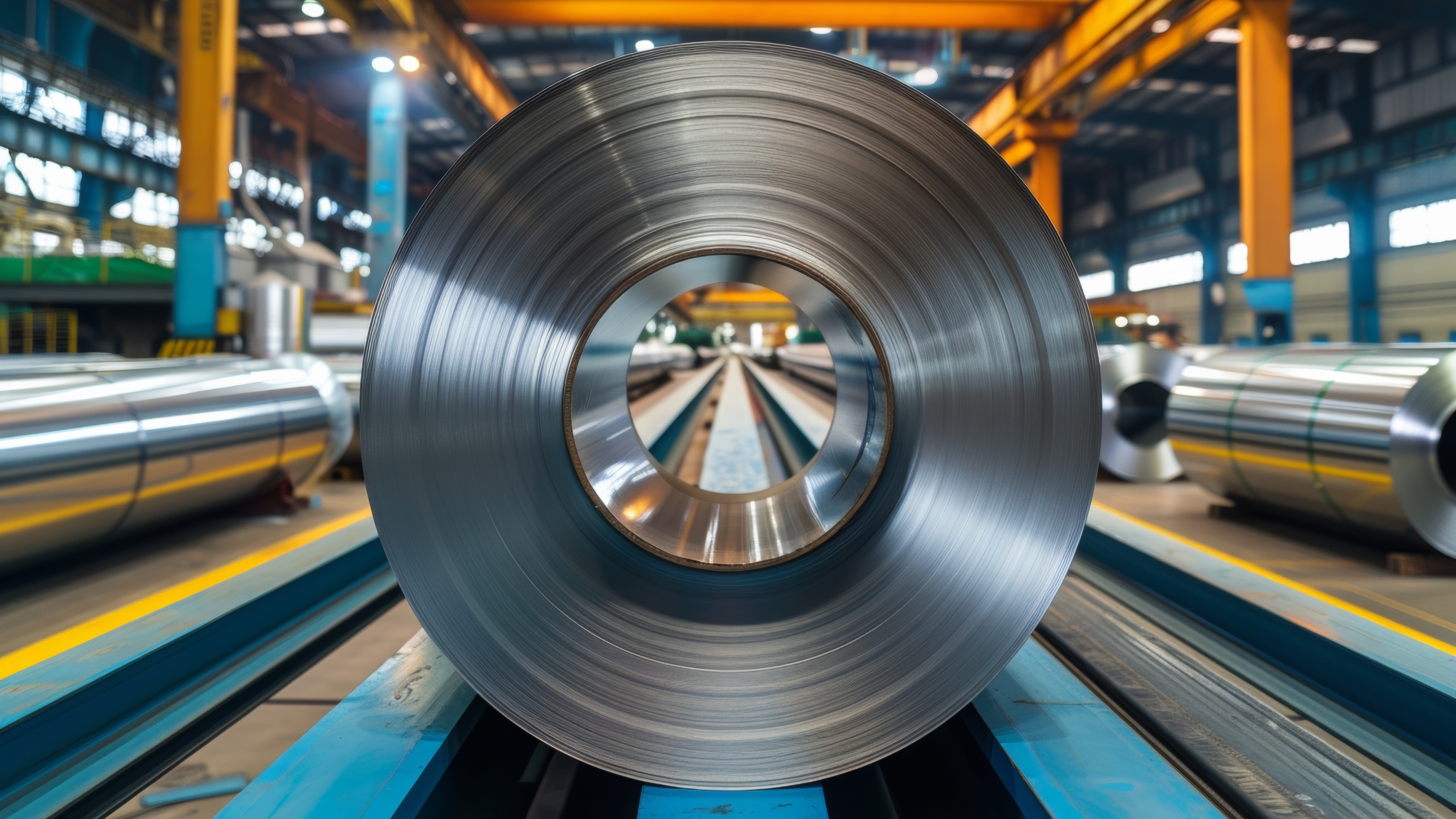 Roll of steel in a production facility