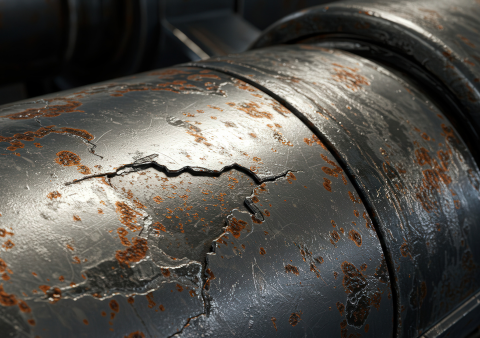 Corroded and cracked pipeline