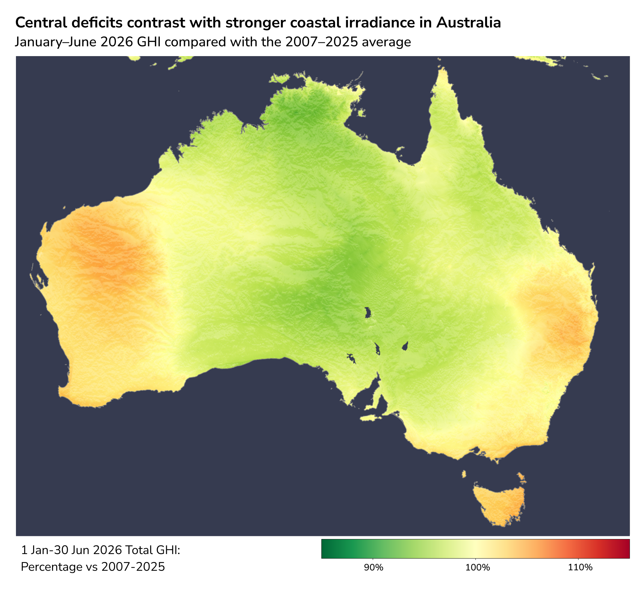Australia GHI Deviation - Jan-Jun 2026 vs 2007-2025