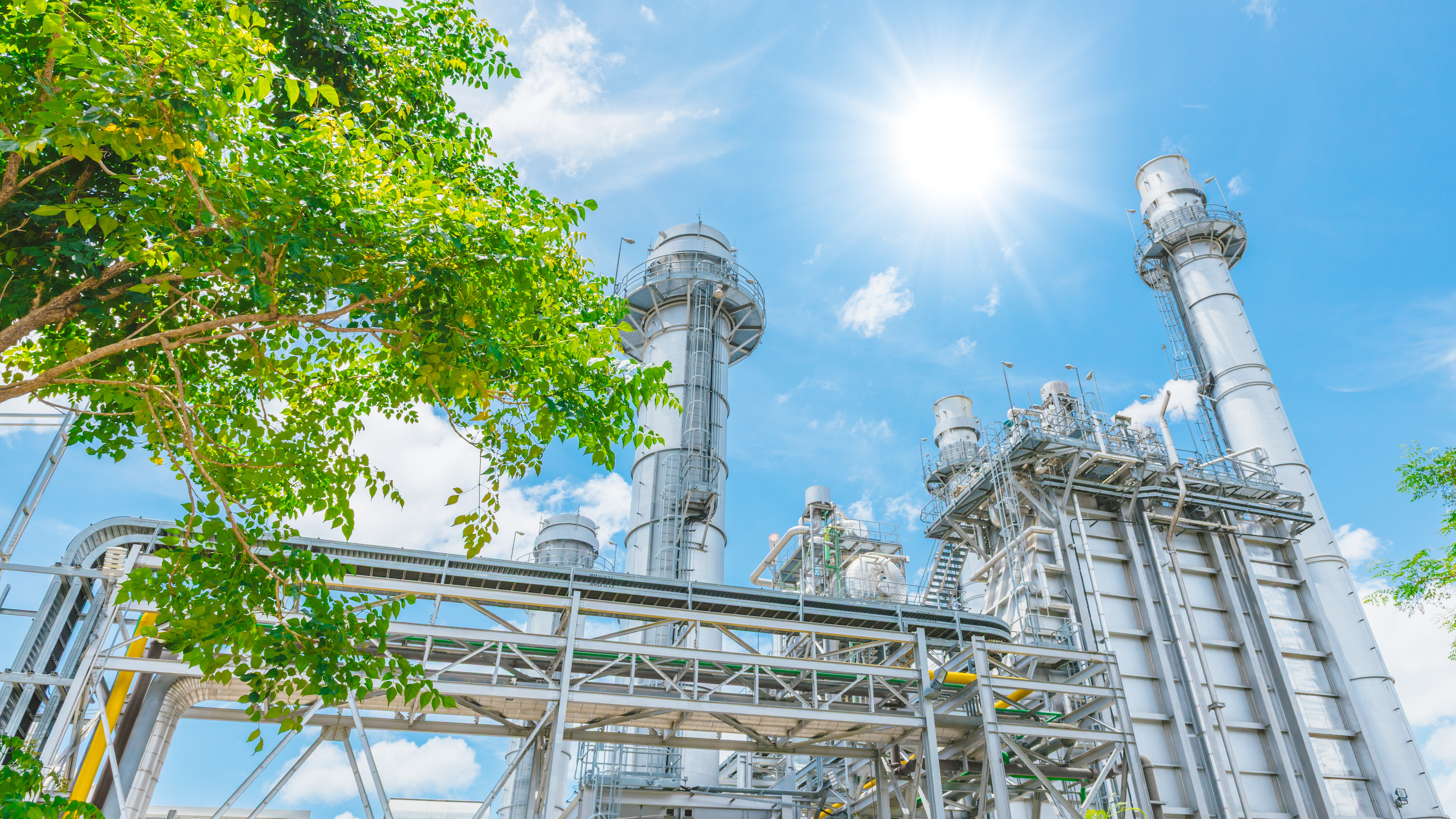 Industrial facility surrounded by greenery