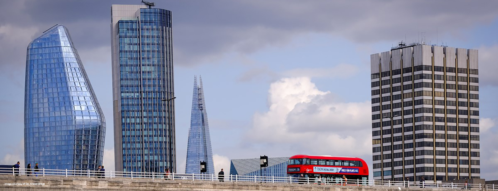 Electric bus on Waterloo Bridge, London