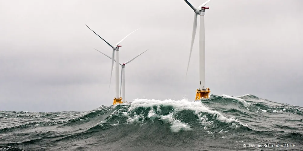 October 1, 2016 - Heavy seas engulf the Block Island Wind Farm—the first U.S. offshore wind farm. A project of Deepwater Wind, the 30-MW wind farm located 3.8 miles (6.1 km) from Block Island, Rhode Island in the Atlantic Ocean, came online in December 2016. 
