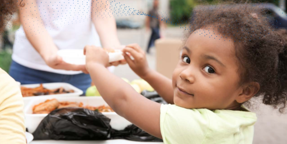 cute girl getting food