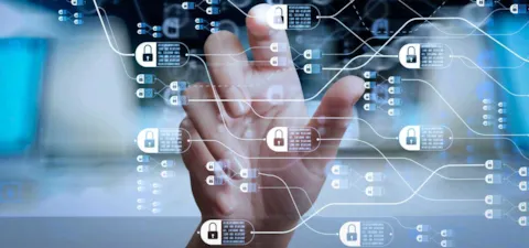 Blockchain technology concept with diagram