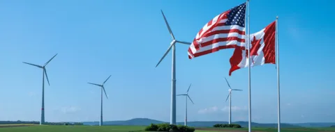 American and Canadian flag