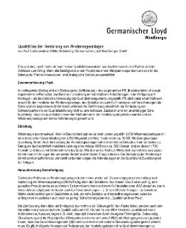 GL paper Qualität bei der Herstellung von Windenergieanlagen