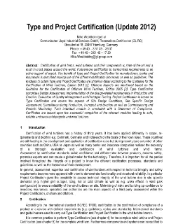 GL paper Type and project certification 2012