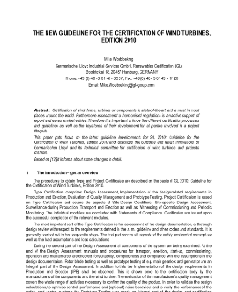 GL paper The new guideline for the certification of wind turbines, edition 2010