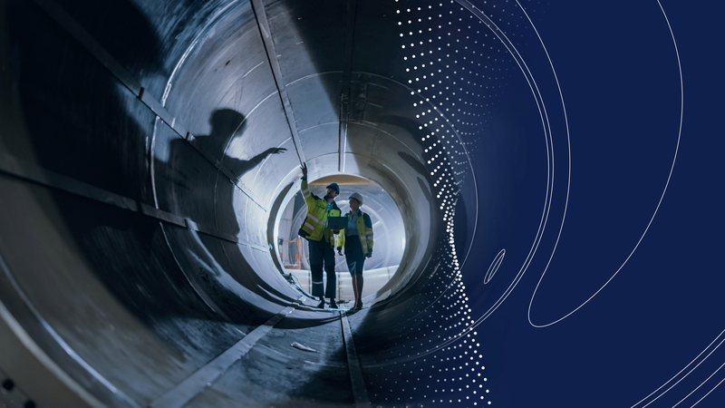 AI - pipe and man industrial setting