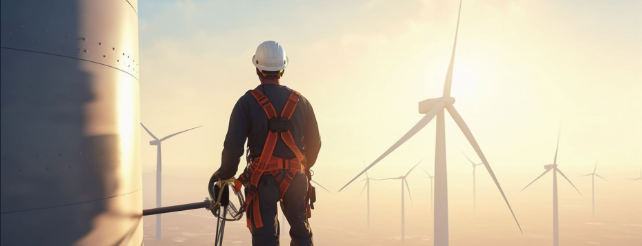Surveyor on a wind farm