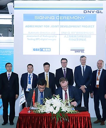 GSI and DNV GL signing at Marintec 2019