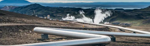 Scenic View Of Water Pipe Or Pipeline In Mountain Panorama