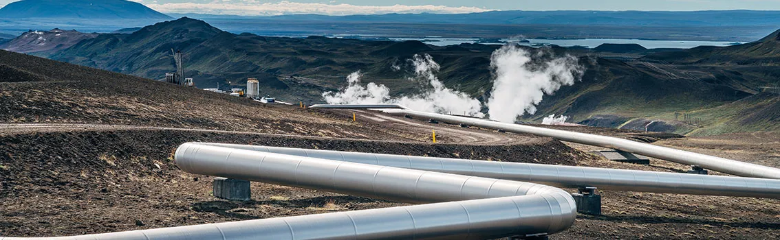 Scenic View Of Water Pipe Or Pipeline In Mountain Panorama