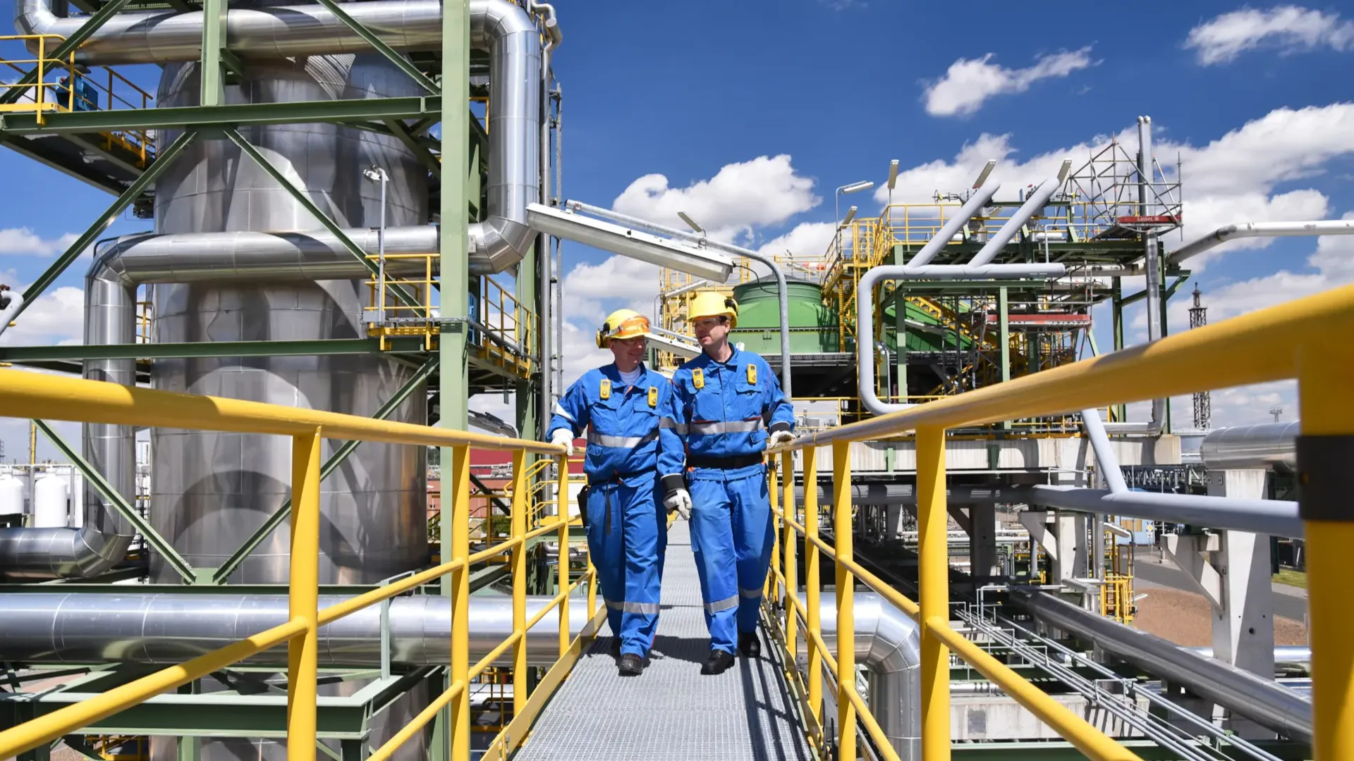 DNV experts inspecting industrial facilities, supporting high-impact sectors with ESG assurance and governance guidance