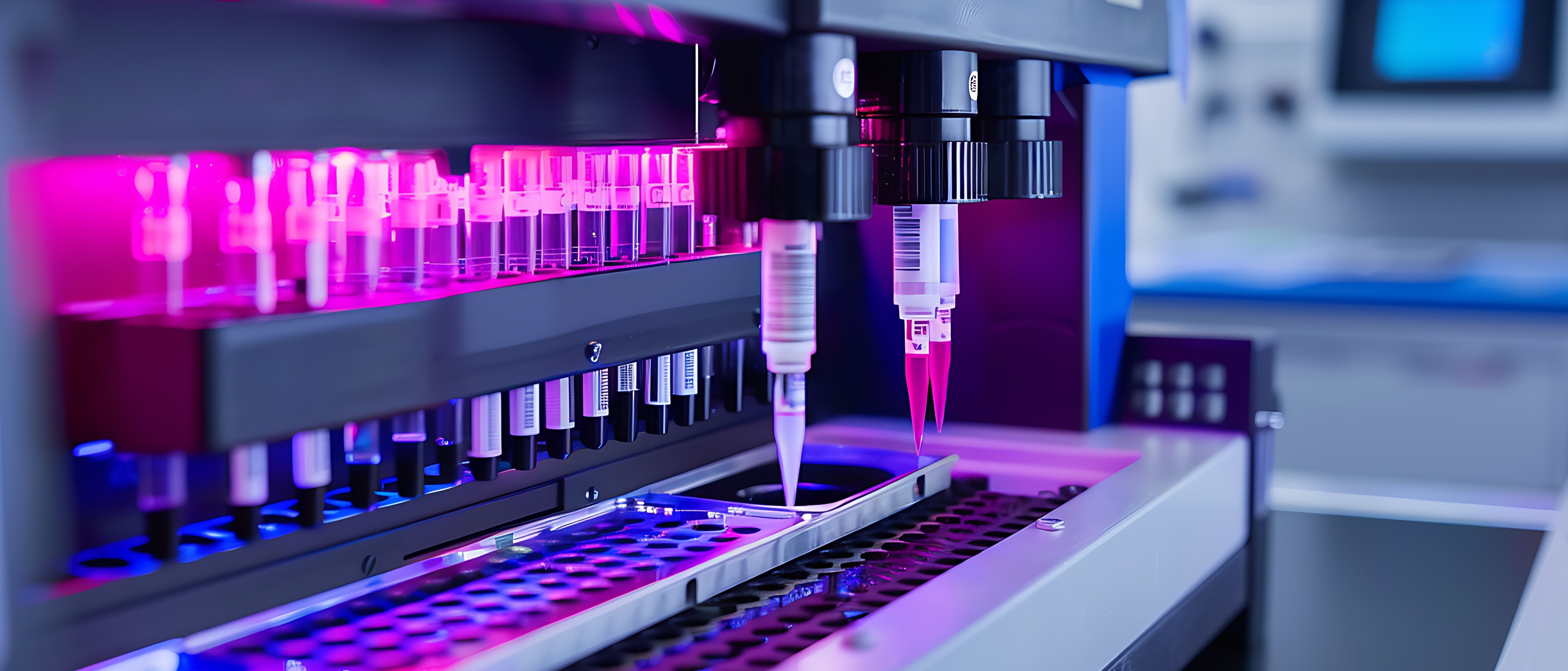 Automated diagnostic laboratory equipment handling medical test samples as part of AI-supported diagnostic workflows