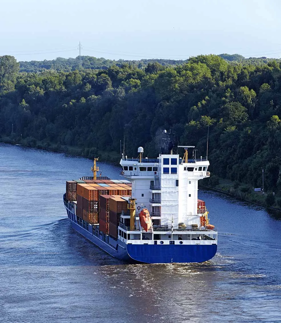 Containership in narrow canal