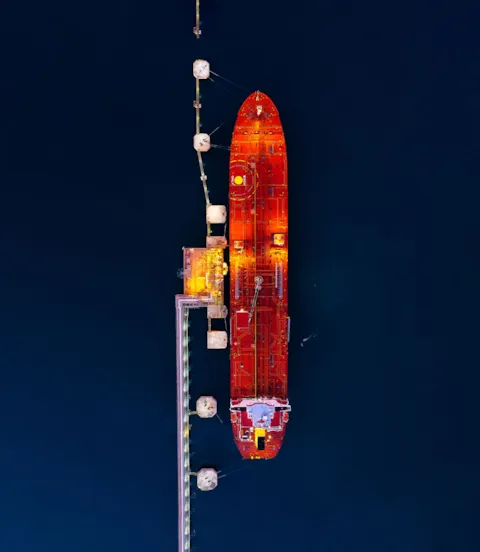 tanker connected to shore power supply concept